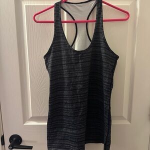 Lululemon Athletica Black and Gray Striped Tank Top